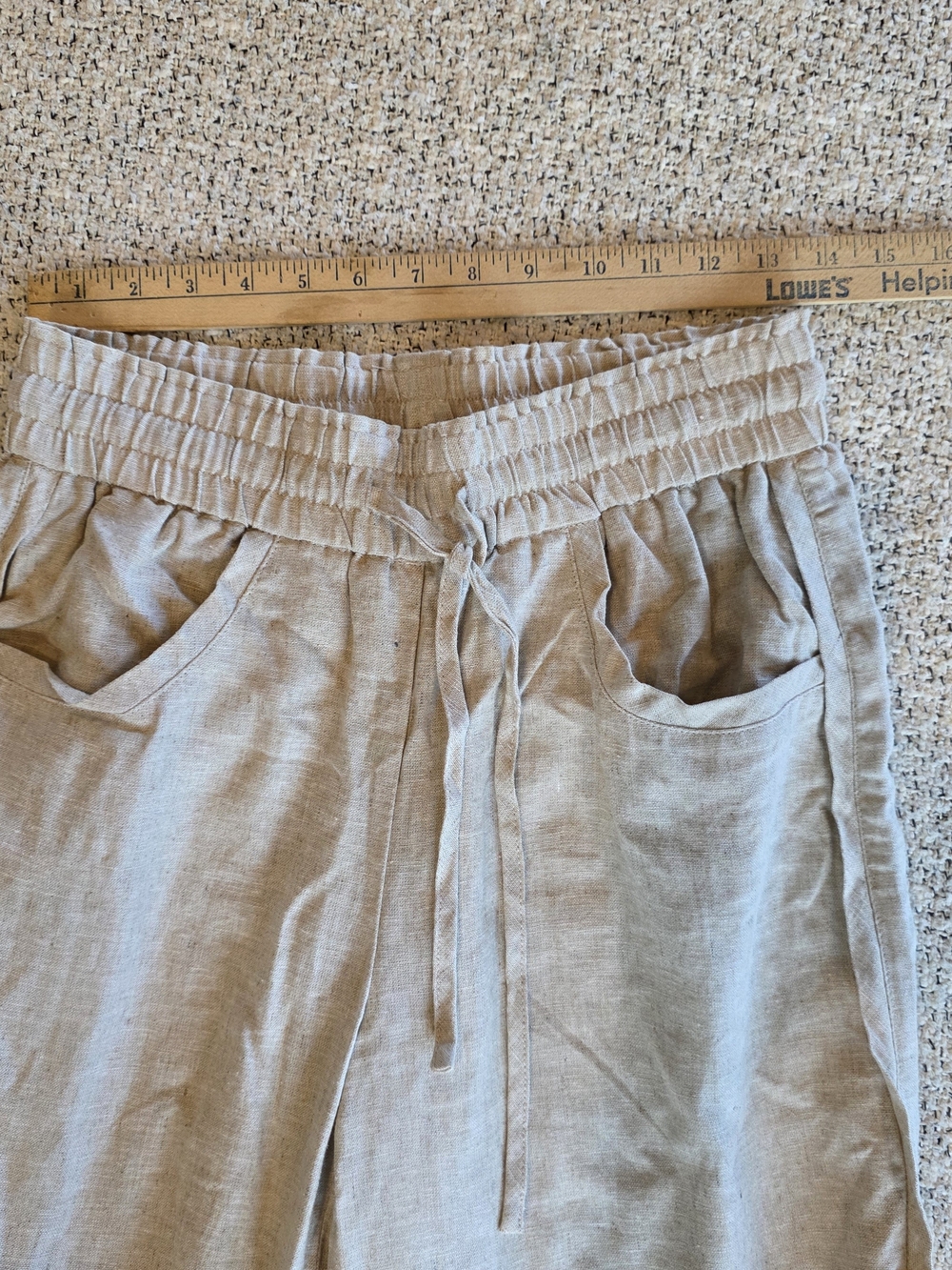 Maison d’Amélie Paris Linen Blend Barrel Pants S/P Beige Pull On Boho - Picture 7 of 10